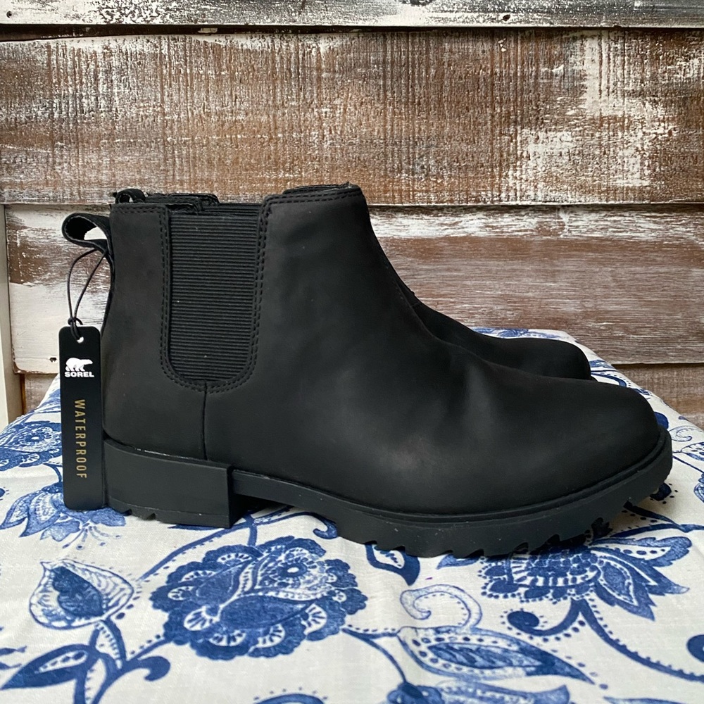 Sorel Black Waterproof Chelsea Ankle Boots